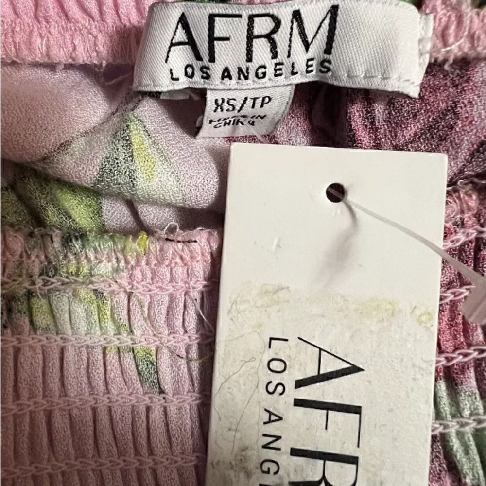 AFRM Claudia Floral Print Pink Tiered Maxi Dress Puff Sleeves Sz XS NWT - Picture 3 of 7